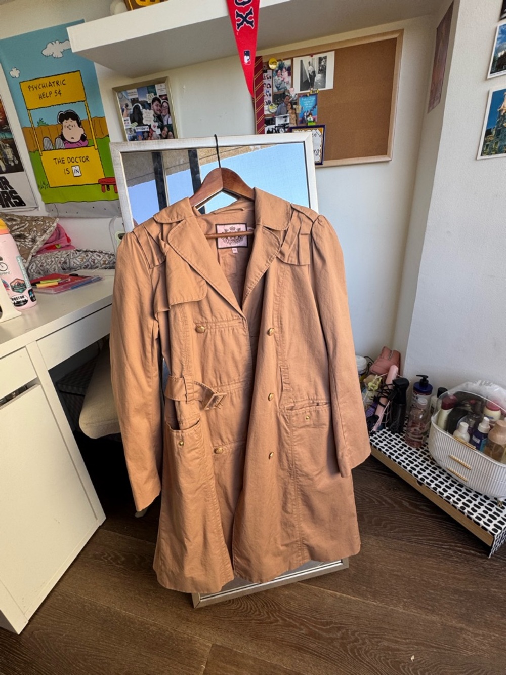 Vintage Y2K Juicy Couture double-breasted belted trench coat